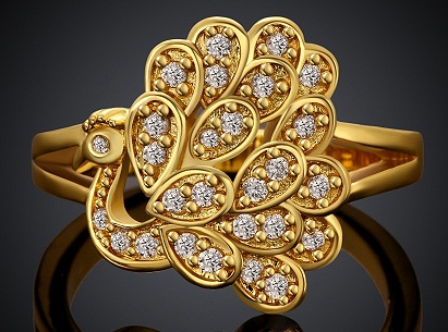 Peacock Design Diamond Wedding Ring