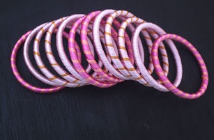 Pink Silk Thread Bangles for Girls