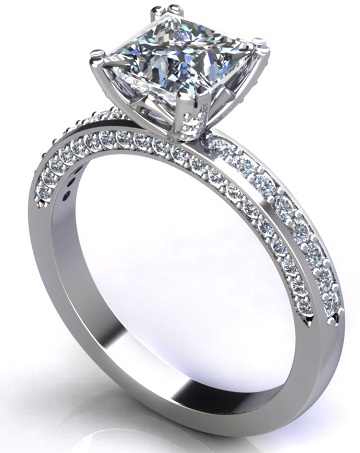 Designer Princess Cut Engagement Ring