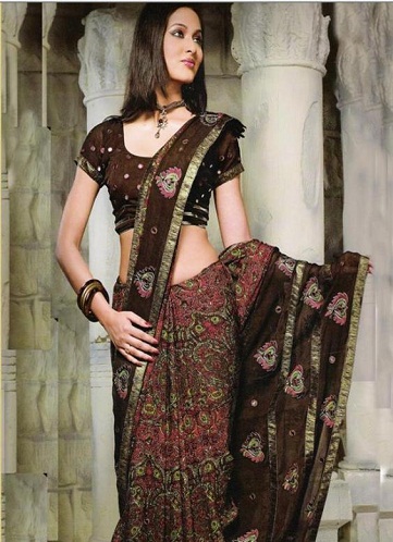 Resham and Mirror Worked Brown Blouse
