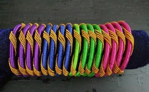 Silk Thread Bangles with Ball Chain