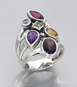 Silver Ring with Gemstones