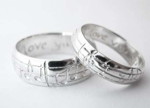 Sounds of  Love Engraved in Musical Notes on Rings