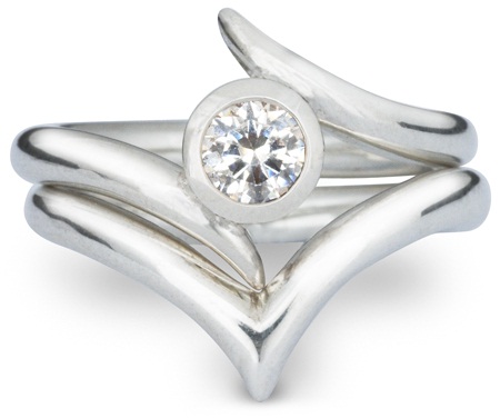 Two Layered Platinum Engagement Ring