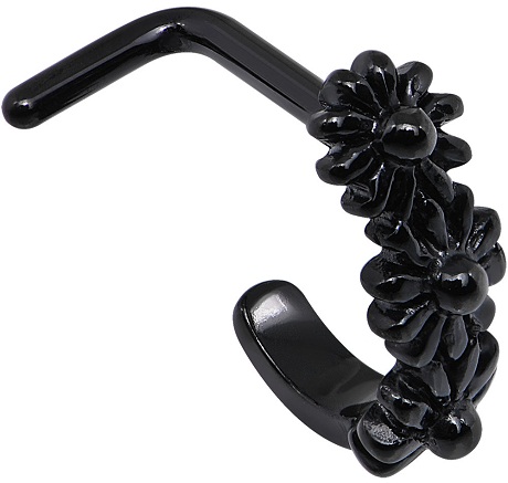 316L Surgical Steel Black Nose Hoop Earring Black Hinged Segment Clicker  1.2mm - Karma Jewellery and Body Piercing