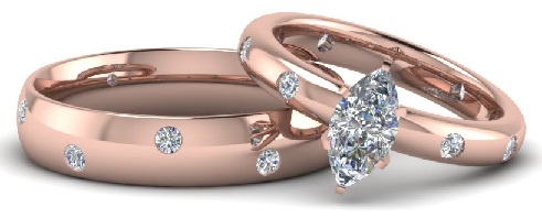 White and Rose Gold Couple Diamond Rings