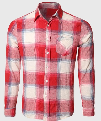 Big Square Men’s Plaid Shirt in Red and White