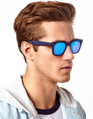 Wayfarer Style Blue Mirror Lens Sunglasses