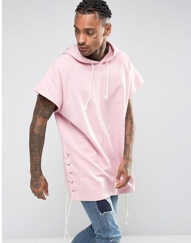 Half sleevedMen’s pink sweatshirt