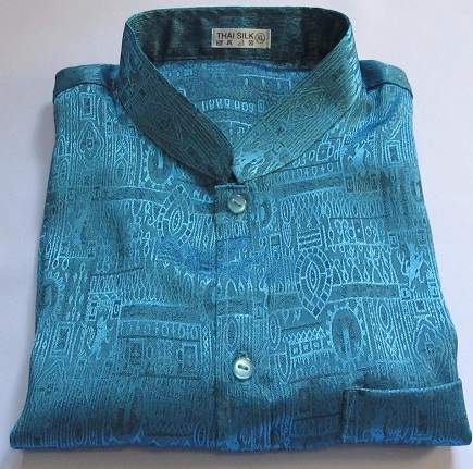 Mandarin Collar Silk Shirt