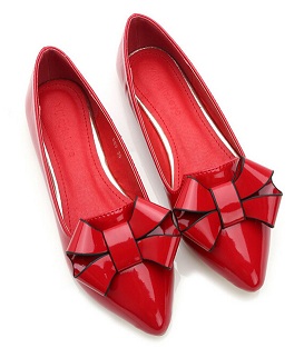 Part Wear Pointed Red Shoes for Women