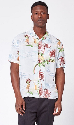 Party Wear Floral Print Button Up Shirt for Men