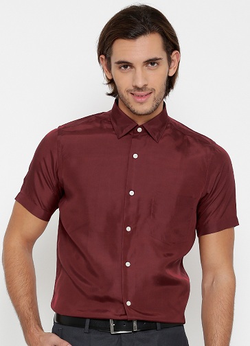 Half Sleeve Raw Silk Shirts for Men