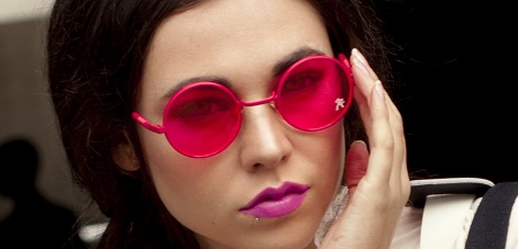 Round pink metal pink lens sunglasses
