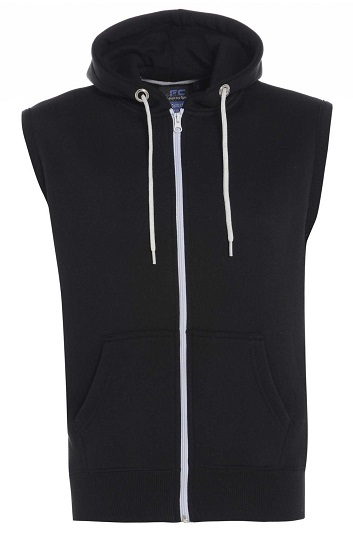 Sleeveless Black Men´s Zip-Up Sweatshirt with Hoodie