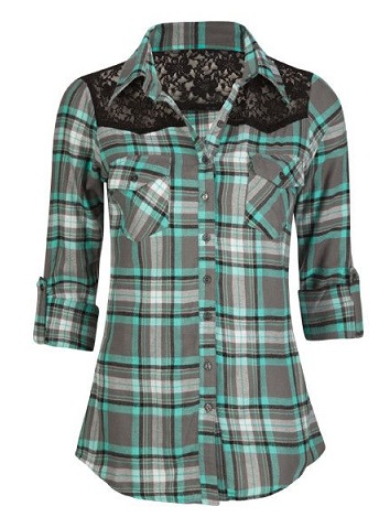 Tri-Coloured Chequered Shirt for Ladies