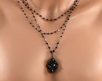 Andradite Garnet Melanite Black Garnet Necklace