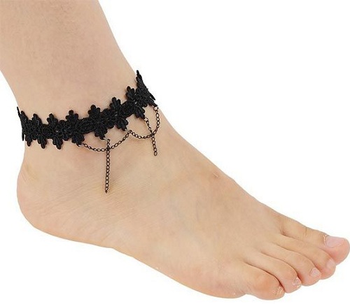 Black Lace Anklet for Women