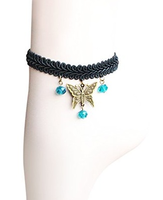 Black Lace Butterfly Ankle