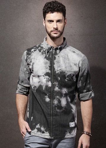 Charcoal Wash Denim Shirts for Men