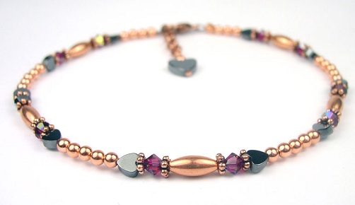 Crystal and Copper Anklets