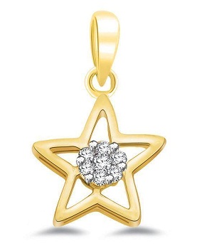 Diamond Studded Star Gold Pendant