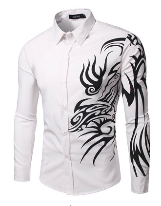 Dragon Print White Shirt