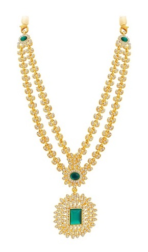 Emerald Embedded Gold Plated Necklace