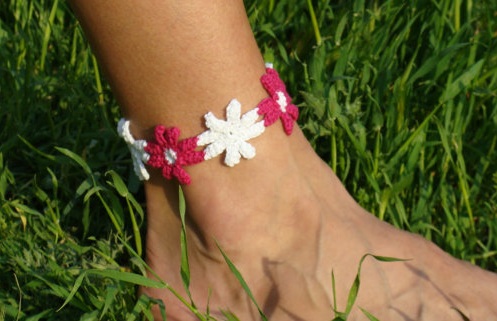 Floral Crochet Anklet for Women