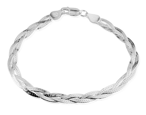 Herring Bone Braided Platinum Bracelets for Men