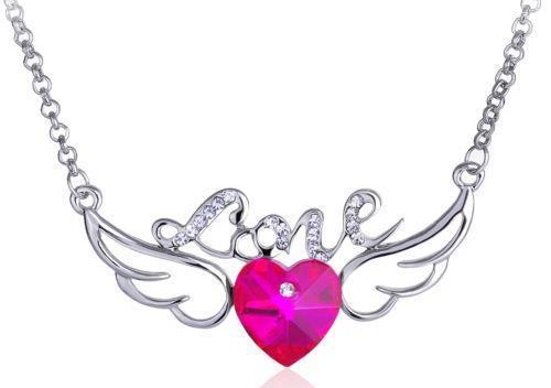 Pink Gemstone heart necklace