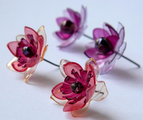 Plastic Flower Earrings