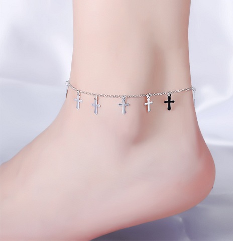 Silver Plated Cross Anklets for Girls