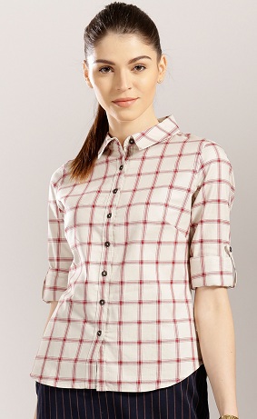 Simple Off-White Red Women’s Casual Shirt