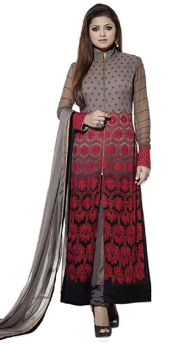 Trendy Red and Grey Salwar Suit