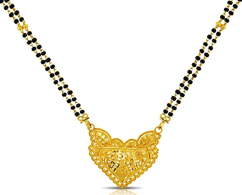Two Strand Plain Black Bead Chain with Gold pendant