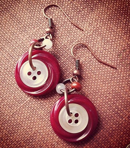 Two Button Dangler Earrings