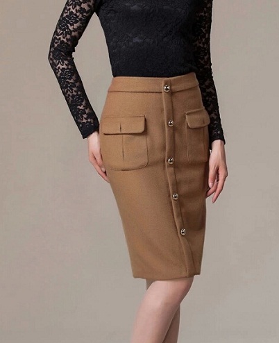 Designer Front Pocket Wool Skirts