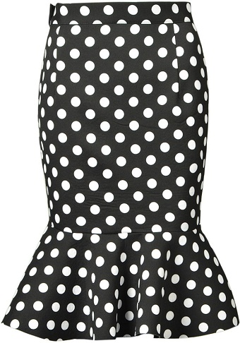 Fashion Skirts Flounce Skirts Renuar Flounce Skirt black-white spot pattern casual look 