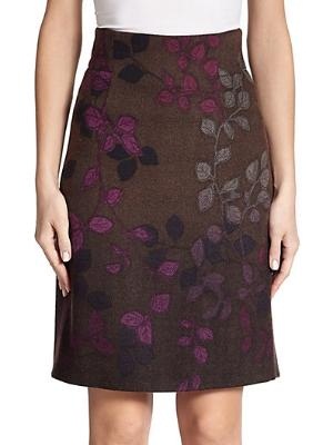 Floral Print Wool Skirt