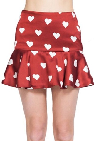 Heart Print Skirt for Ladies
