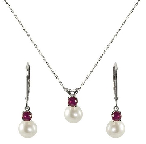 Pearl and Ruby July birthstone jewelry