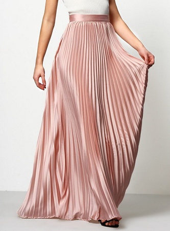 Pink Pleated Maxi Skirt