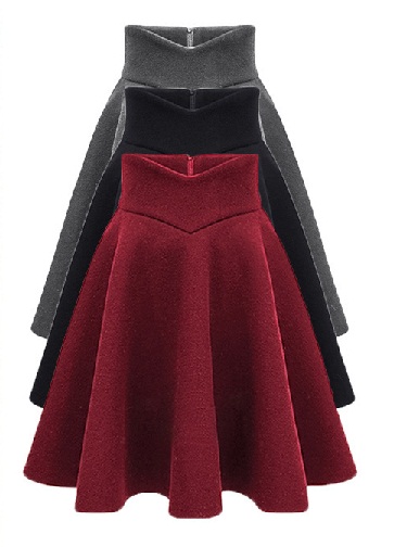 Pleated Midi Wool Skirts