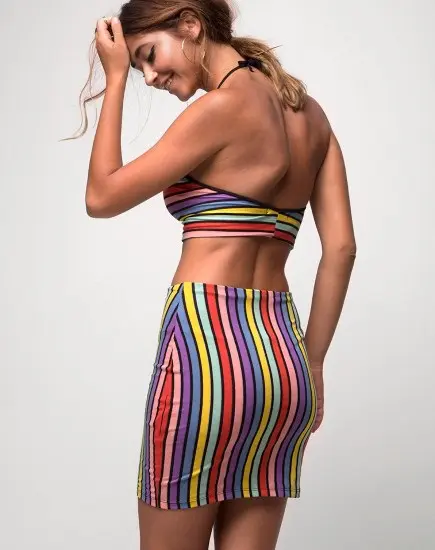 Rainbow Stripes Mini Bodycon kjolar