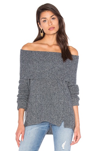 Three-Way Funnel Woolen Sweater Top