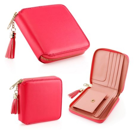Women’s Dark Pink Leather Coin Mini Wallet