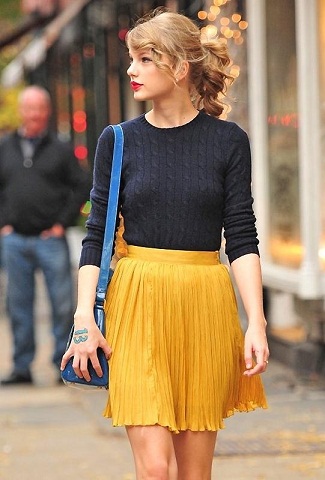 Yellow pleated Skirts