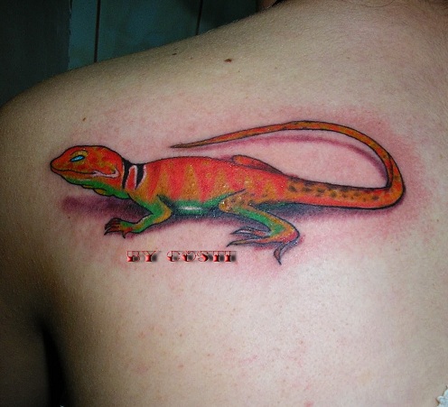 3D Gecko Tattoo Design