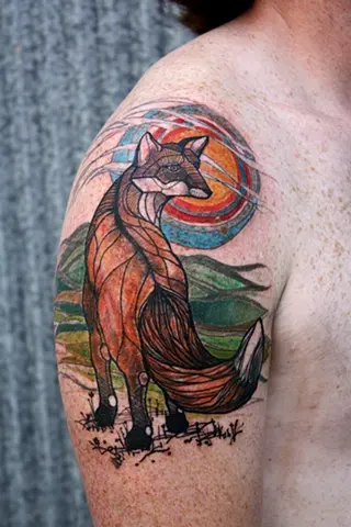 Arm Black  Gray Fox tattoo at theYoucom